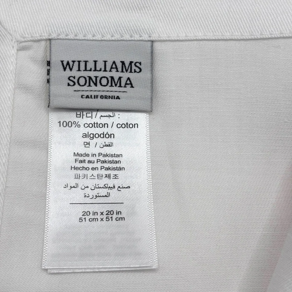 Set of 4 Williams Sonoma Pride Flag White Cotton Napkins 20 x 20